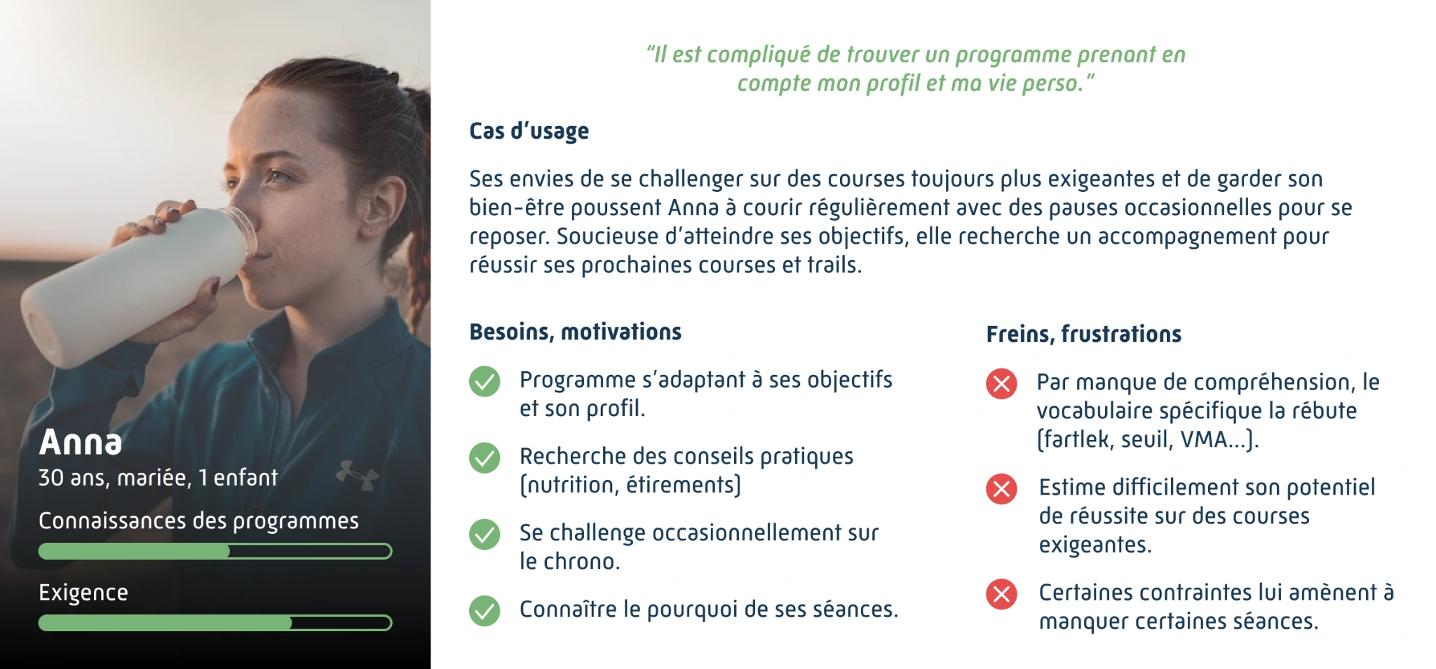 Persona Anna, coureuse orientée challenge