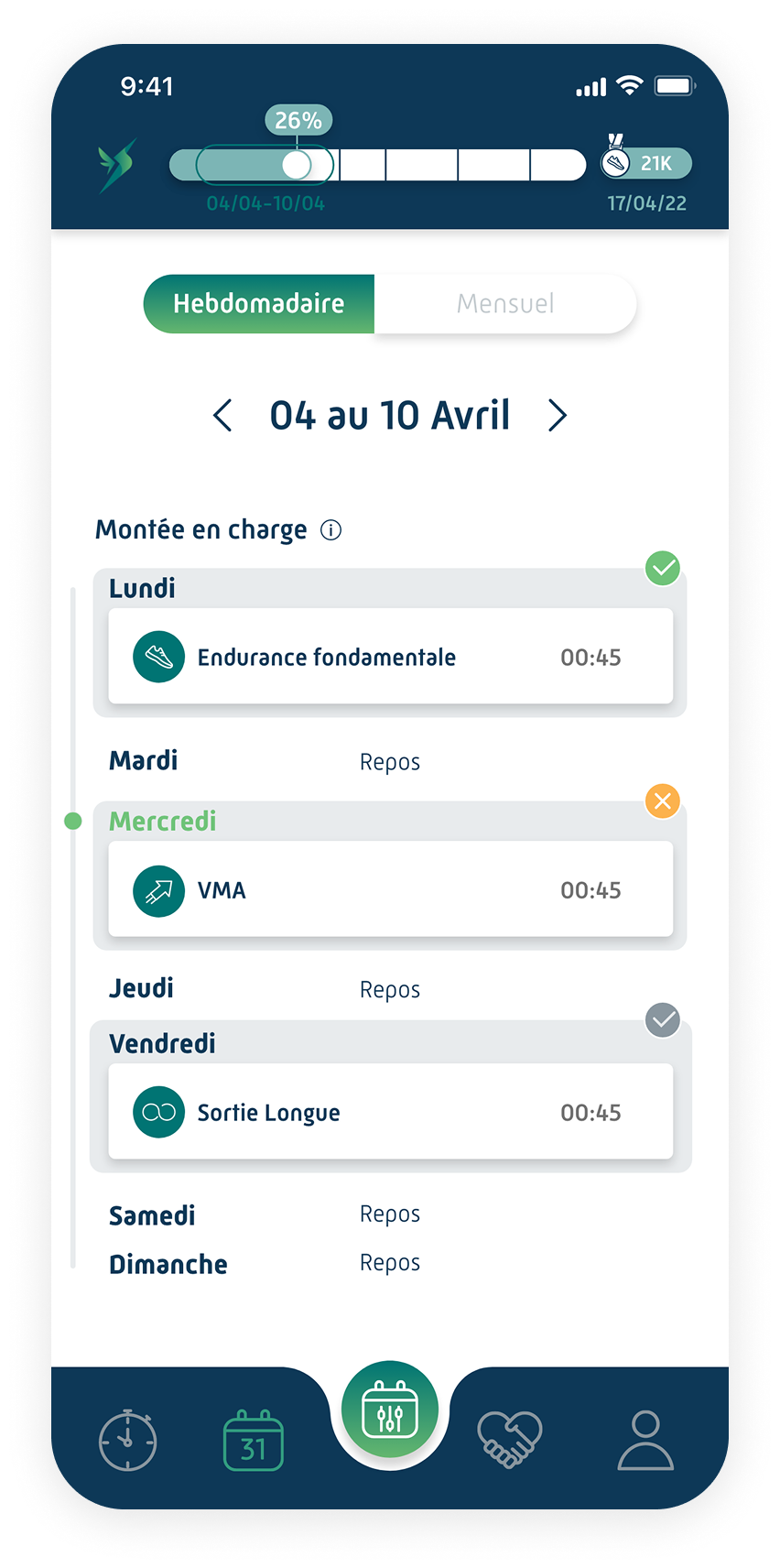 Vue hebdomadaire du programme