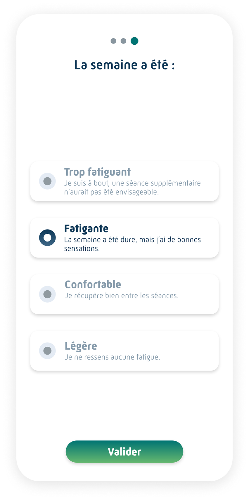 Questionnaire de ressenti après la semaine d’entraînement